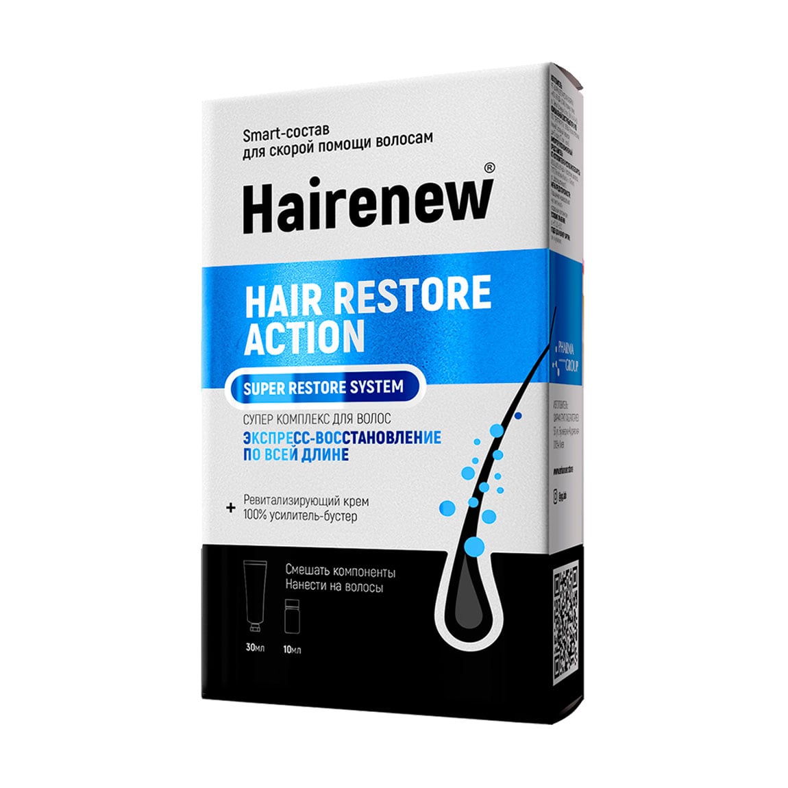 Уцінка! Інноваційний комплекс для волосся Hairenew Hair Restore Action Super Restore System Експрес-відновлення (крем, 30 мл + бустер, 10 мл)